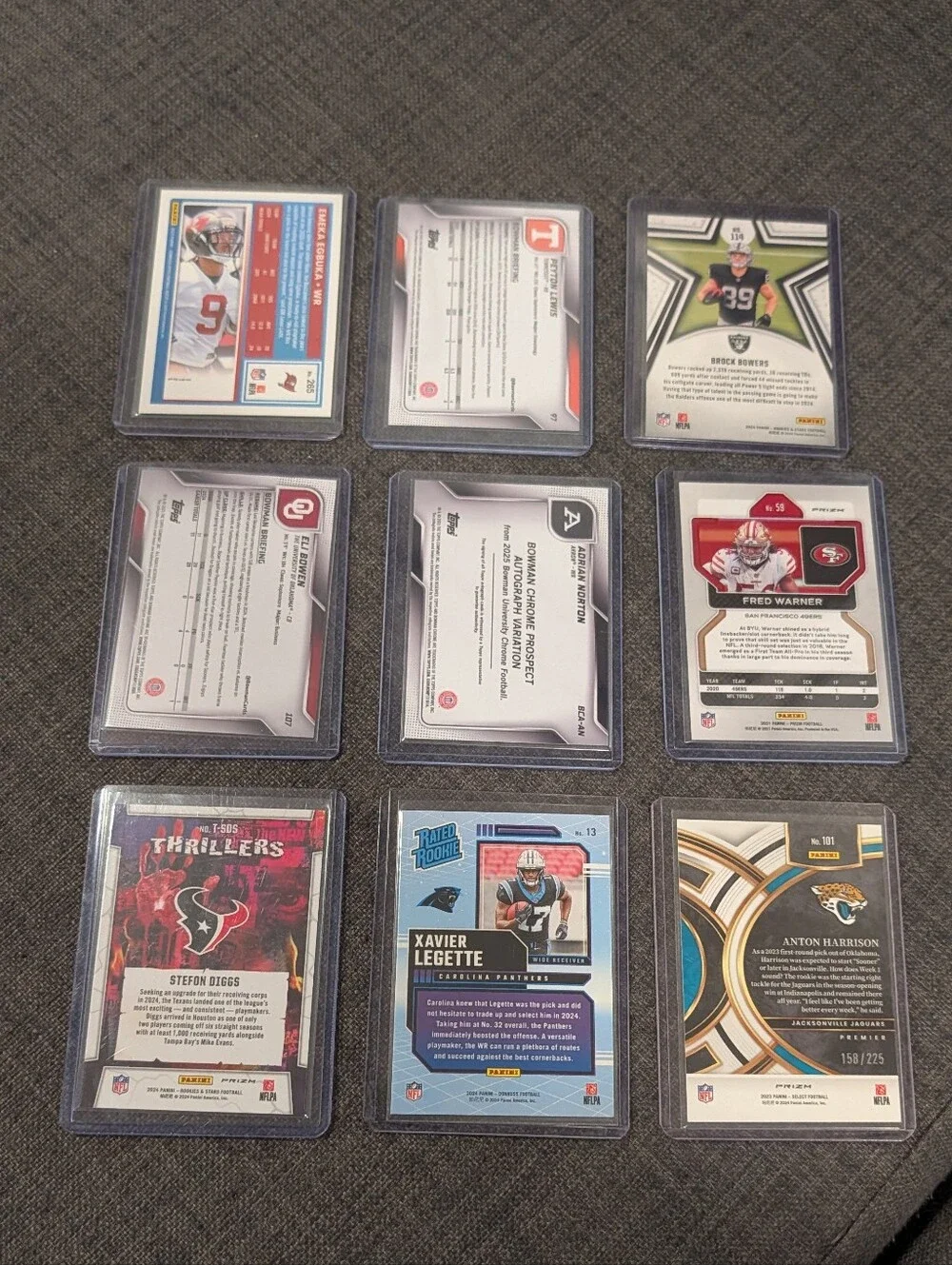 9 Card Football Lot Auto /275 /225 Egbuka Bowers Legette Warner Diggs